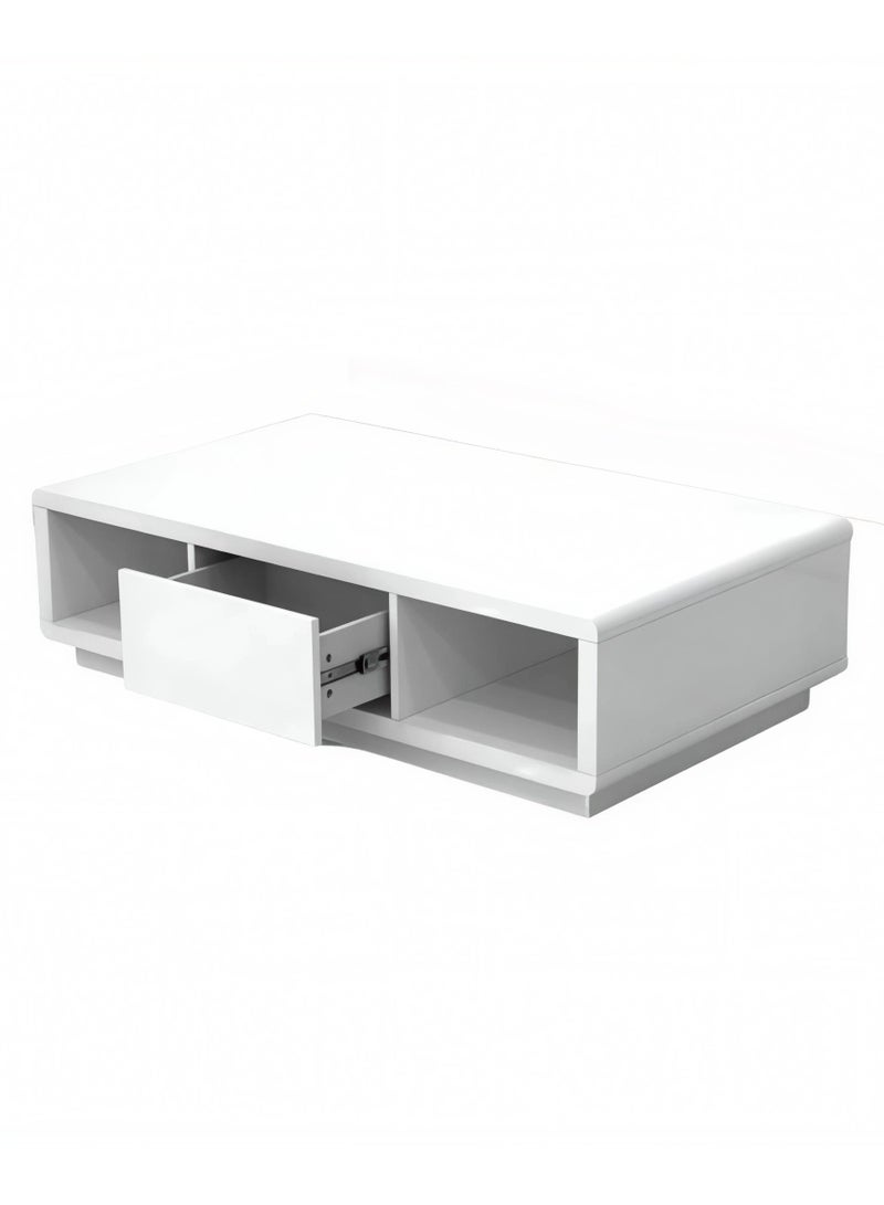 Concent Modern Concept Coffee Table – Gloss White with Smart Storage Drawer and Open Shelves - Image 2